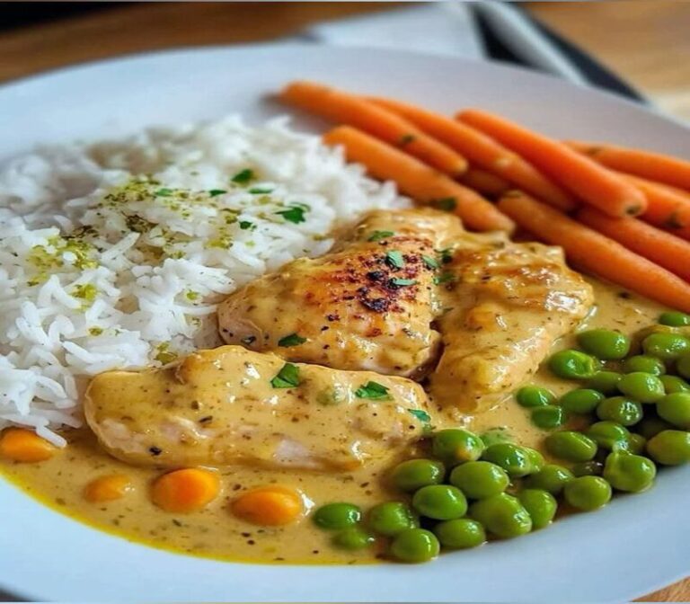Creamy Mustard Chicken with Rice and Vegetables